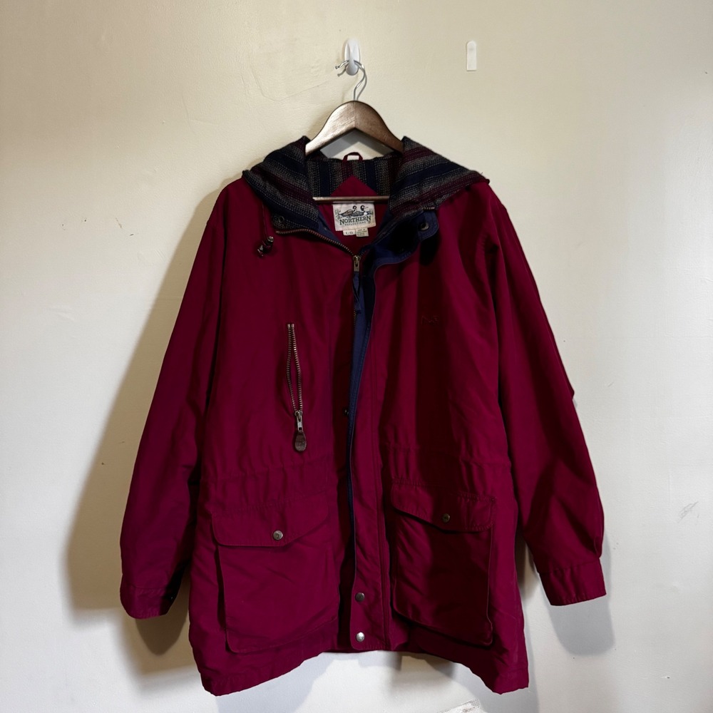 Vintage Northern Reflections 90s Blanket Lined Jacket Sz L Burgundy Lightweight